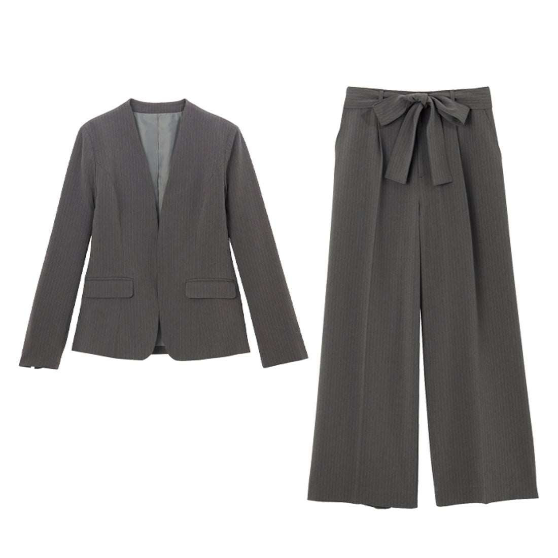 ジーラ GeeRA 【2点セットアップ】洗えるノーカラーワイドパンツ