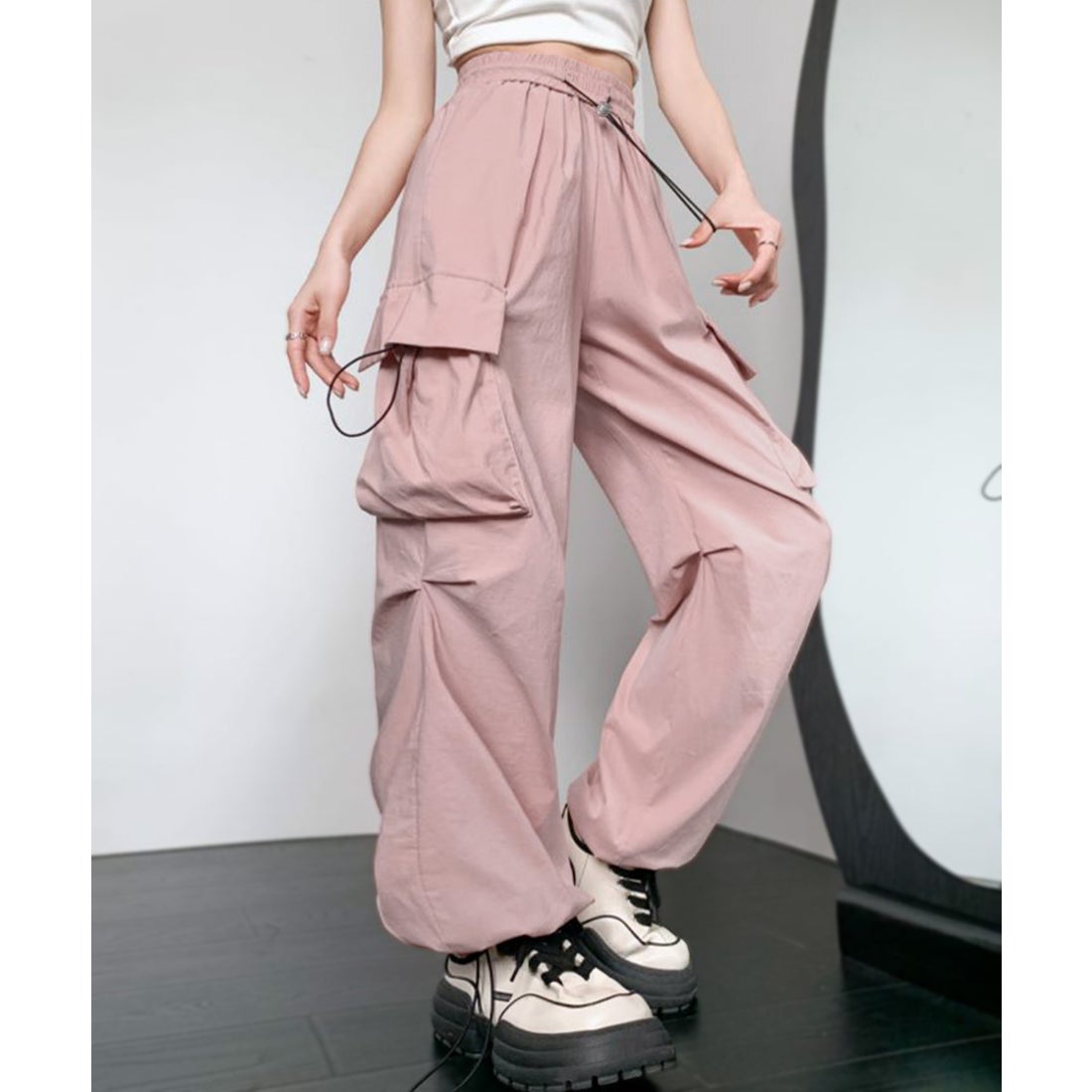 リフ Riff カーゴパンツ ドロスト付き パラシュートパンツ イージー