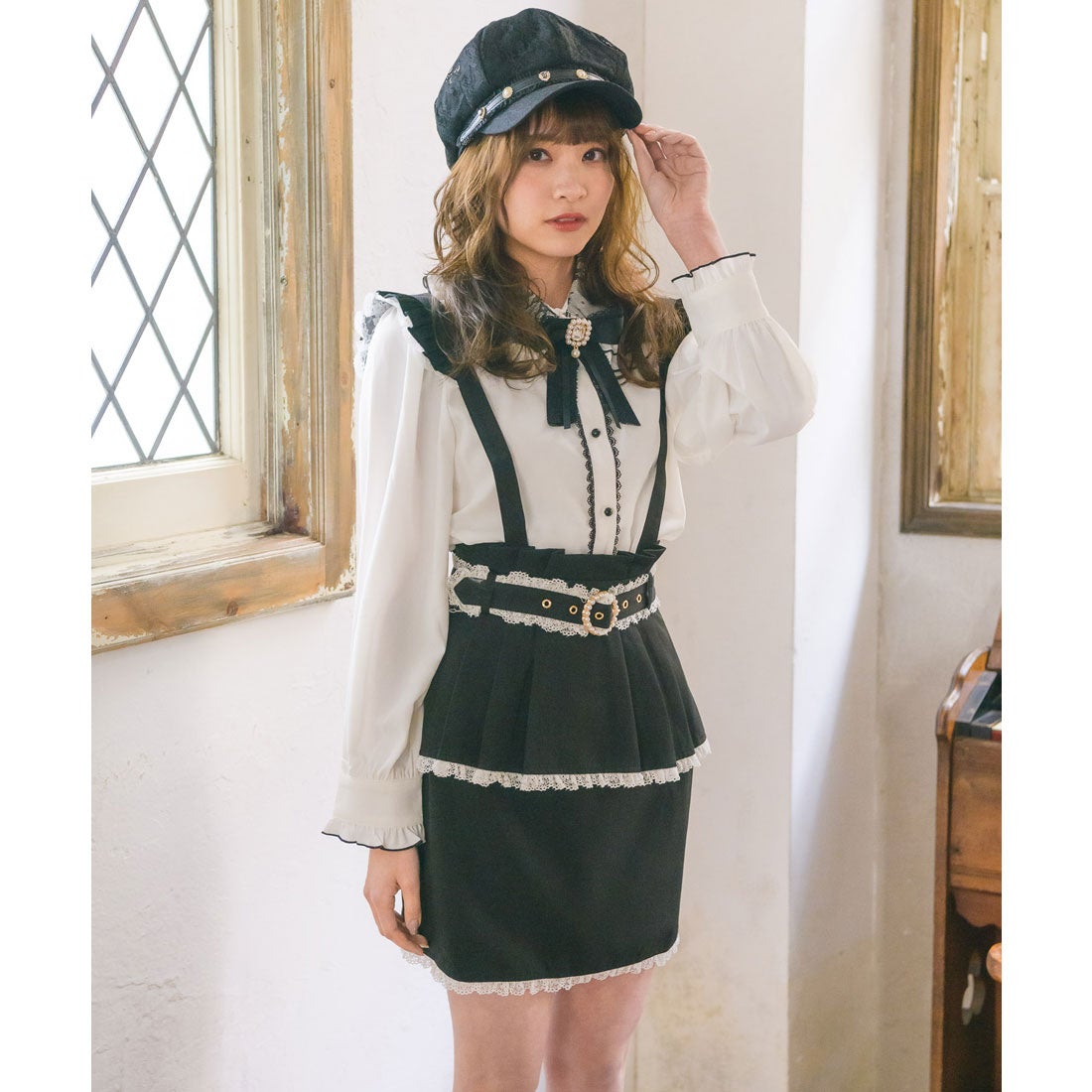 ロジータ ROJITA ビジュベルト付きレースキャスケット （ホワイト