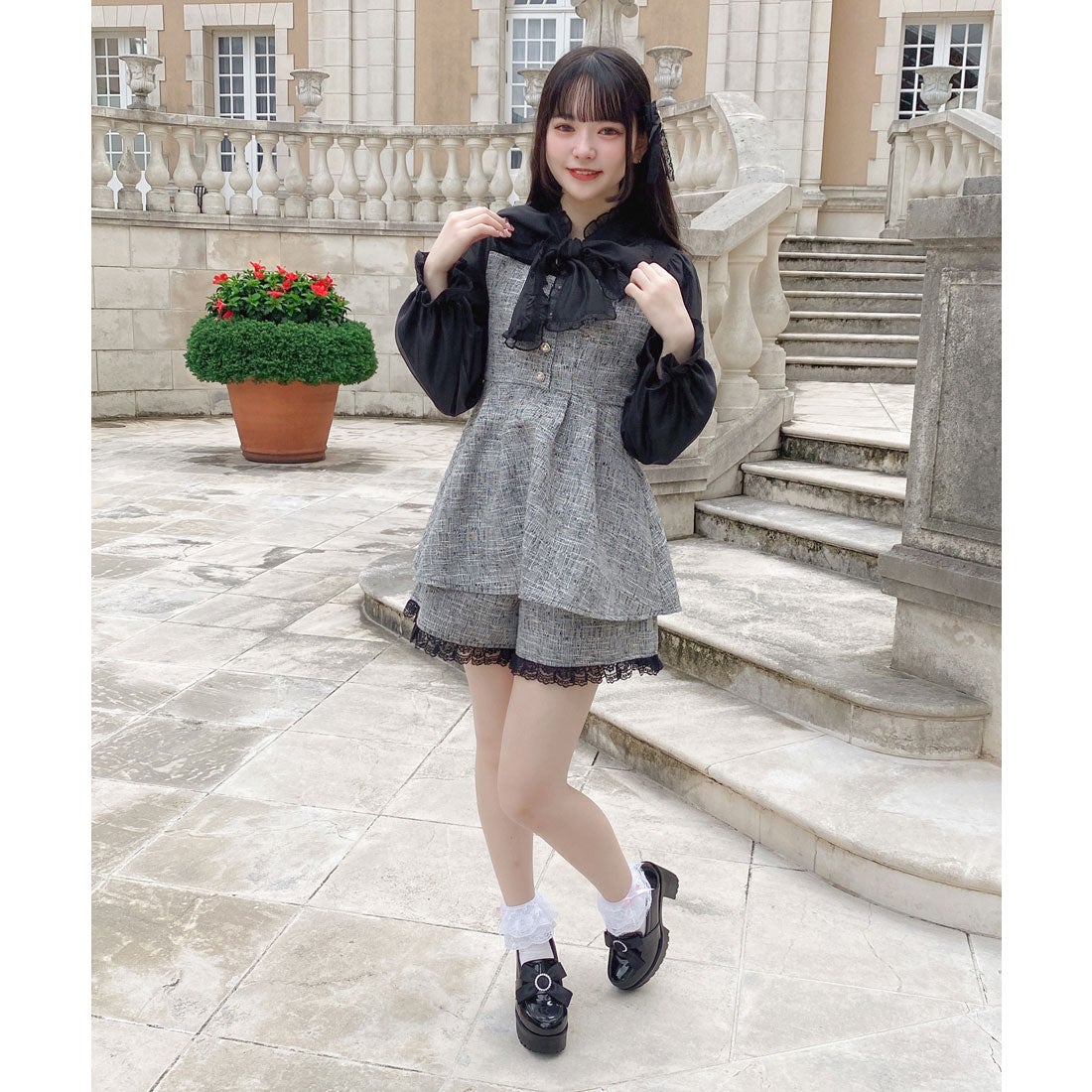 ロジータ ROJITA BIGリボンツイードセットアップ （ブラック） -靴