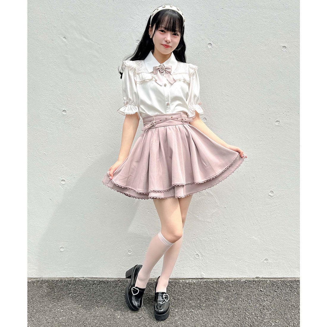 ロジータ ROJITA ハートクロスベルト2段フレアスカート （ピンク