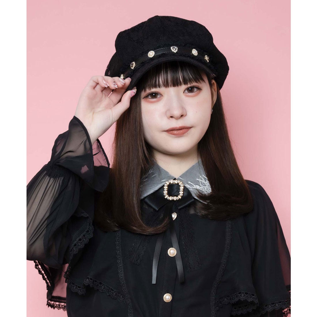 ロジータ ROJITA ビジュベルト付きレースキャスケット （ホワイト