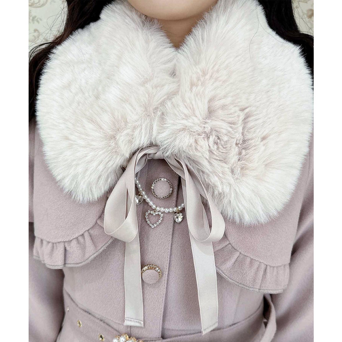 ロジータ ROJITA パールチャームティペット付きボレロ風コート