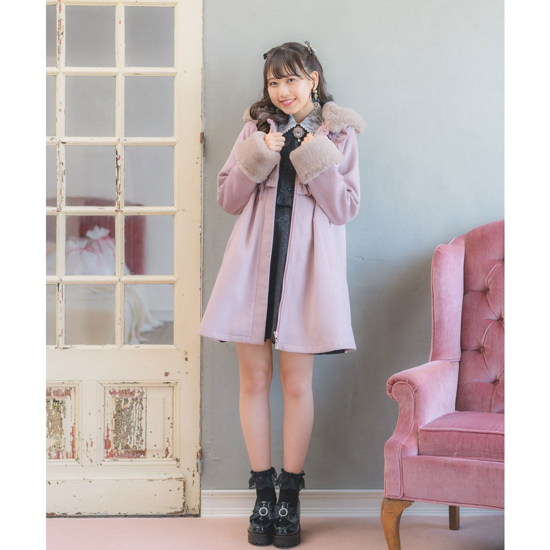 ロジータ ROJITA スピンドルフーディーコート （ピンク