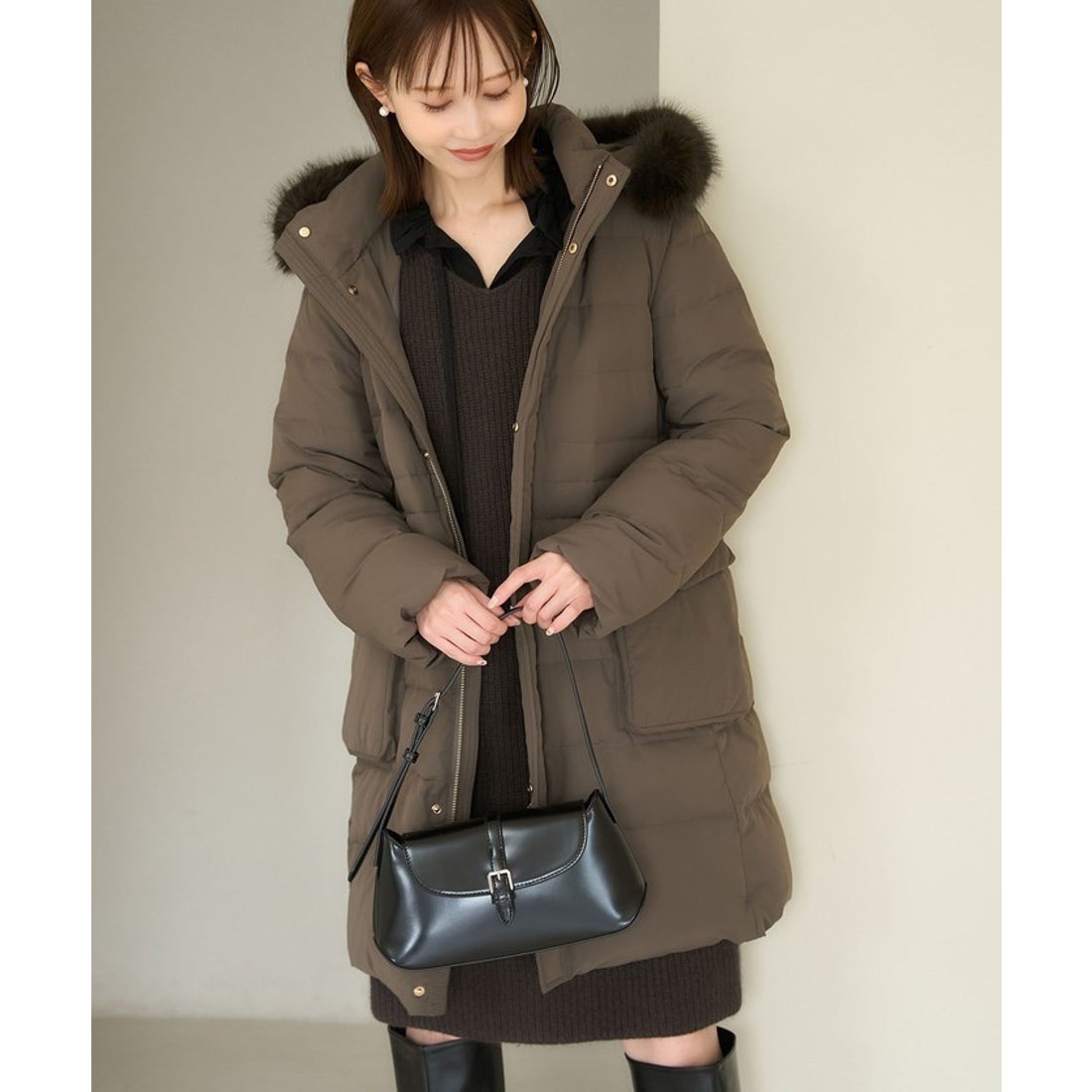 ロペピクニック ROPE' PICNIC ファー付きダウンコート （ダーク