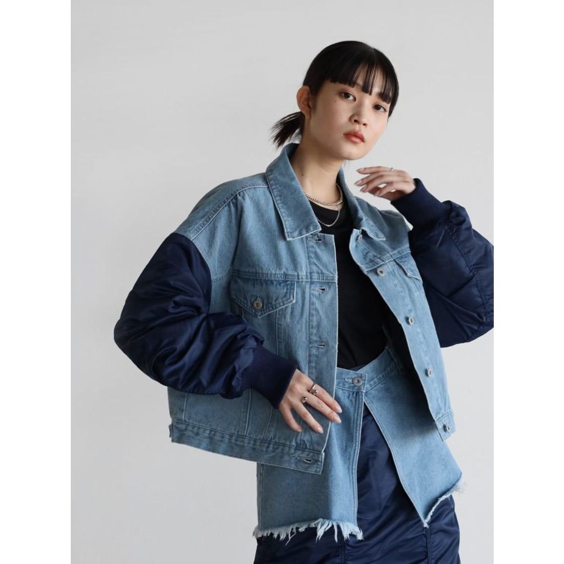 ラディエイト RADIATE 異素材ドッキングデニムジャケット （ブルー