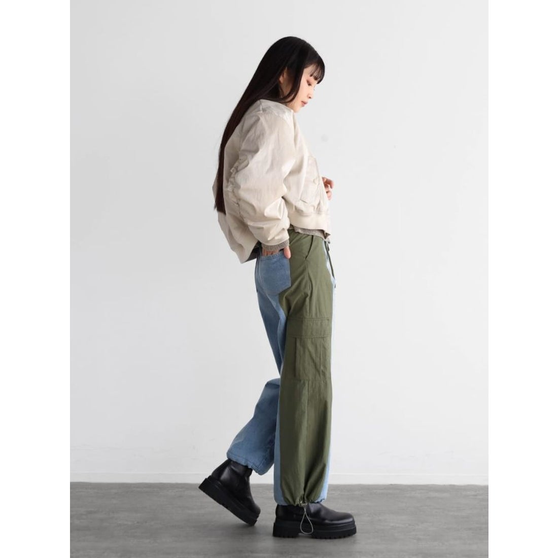 ラディエイト RADIATE ドッキングカーゴデニムパンツ （カーキ