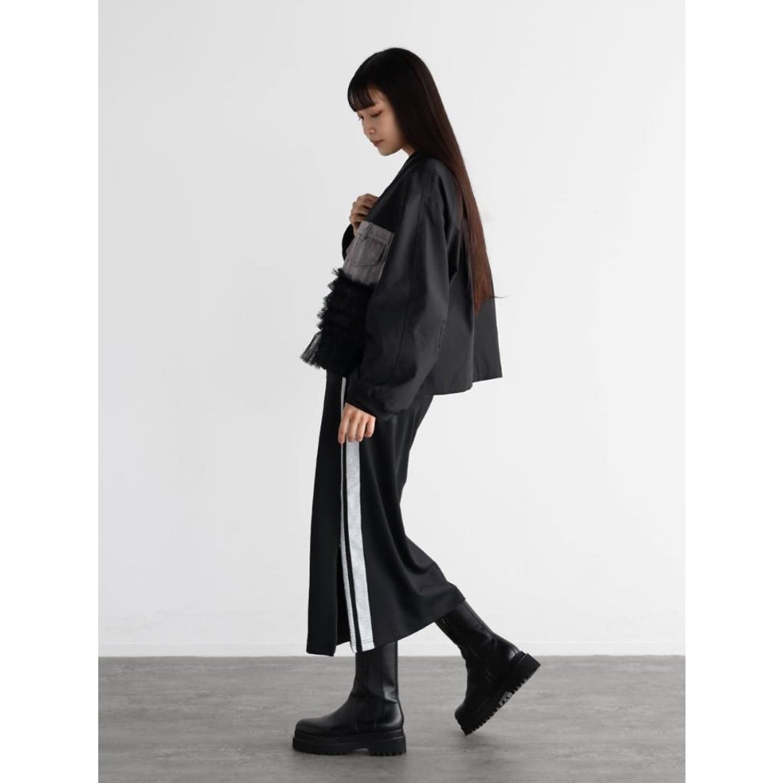 ラディエイト RADIATE デニム×チュールドッキングブルゾン （ブラック