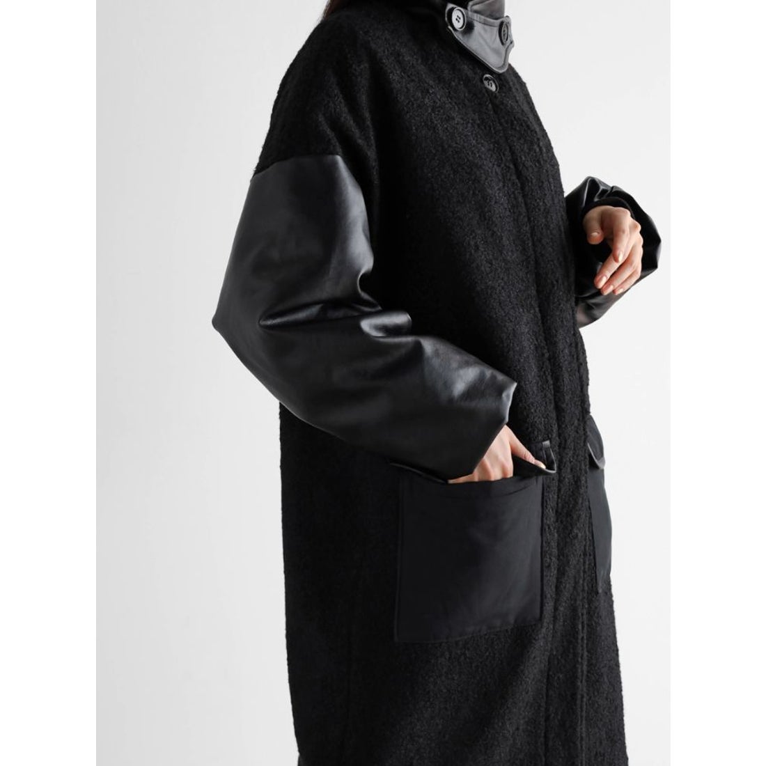 ラディエイト RADIATE 異素材ミックススタンドカラーロングコート