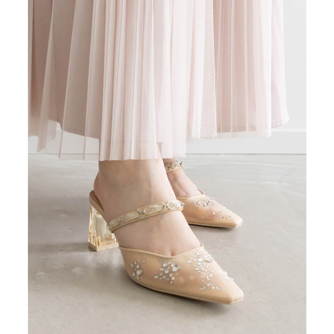 ランダ RANDA 2WAY シアーミュールパンプス （BEIGE） -アウトレット