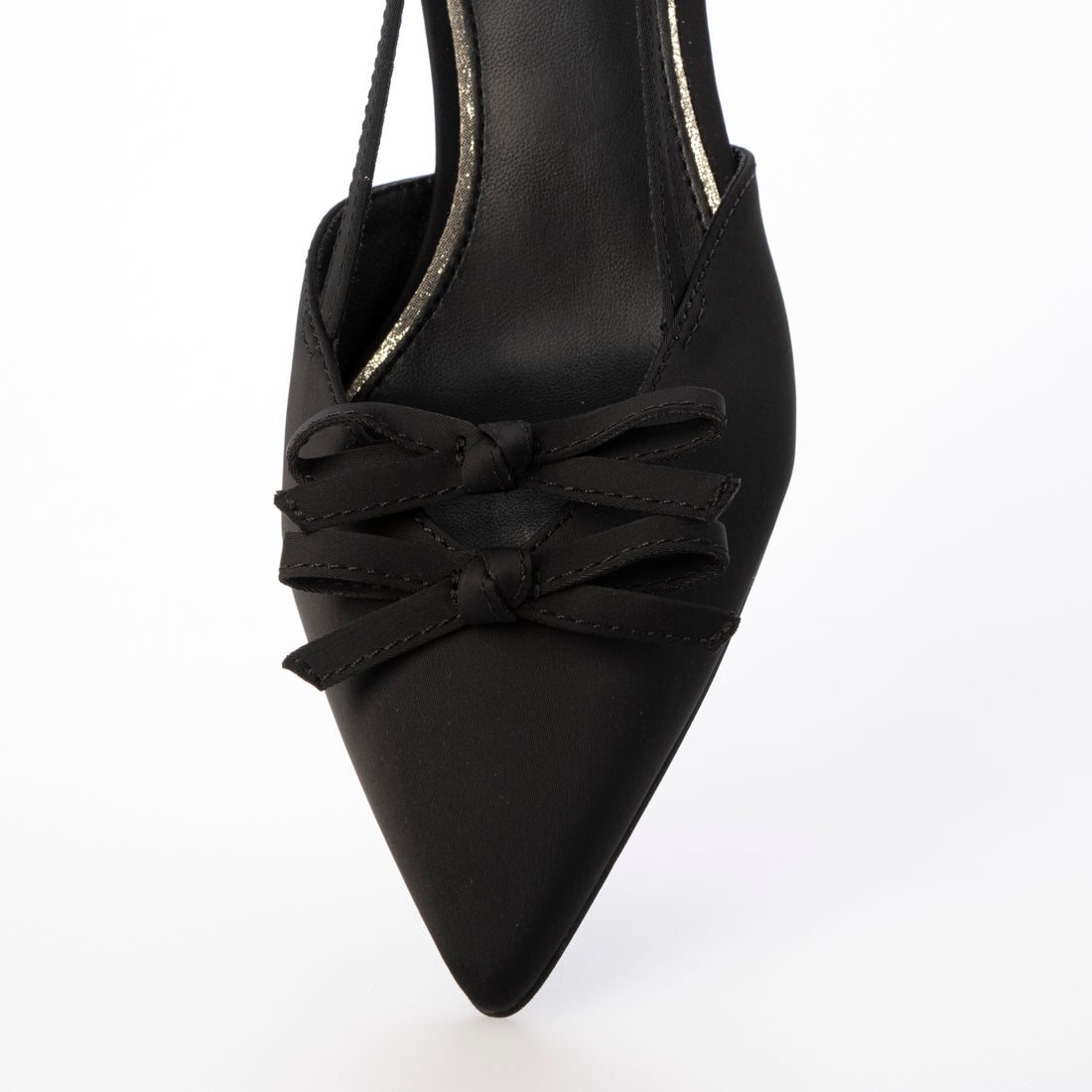 ランダ RANDA ダブルリボンバックストラップパンプス （BLACK