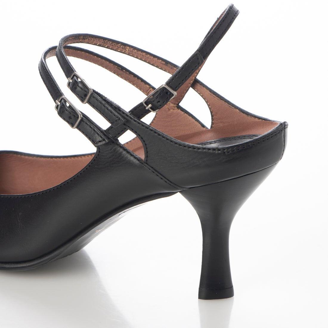 RABOKIGOSHI works 【本革】ダブルストラップパンプス(ブラック
