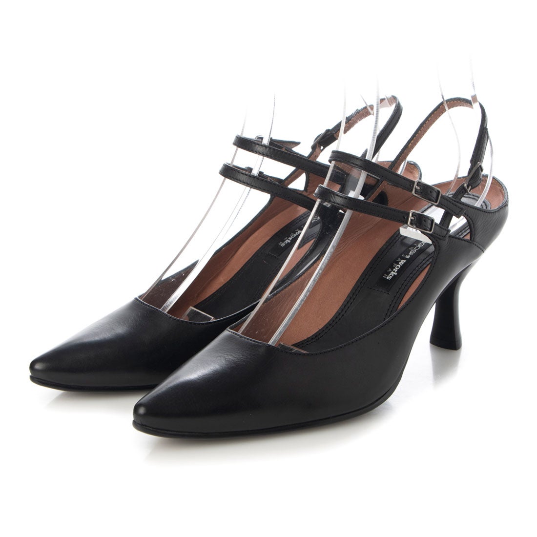 RABOKIGOSHI works 【本革】ダブルストラップパンプス(ブラック