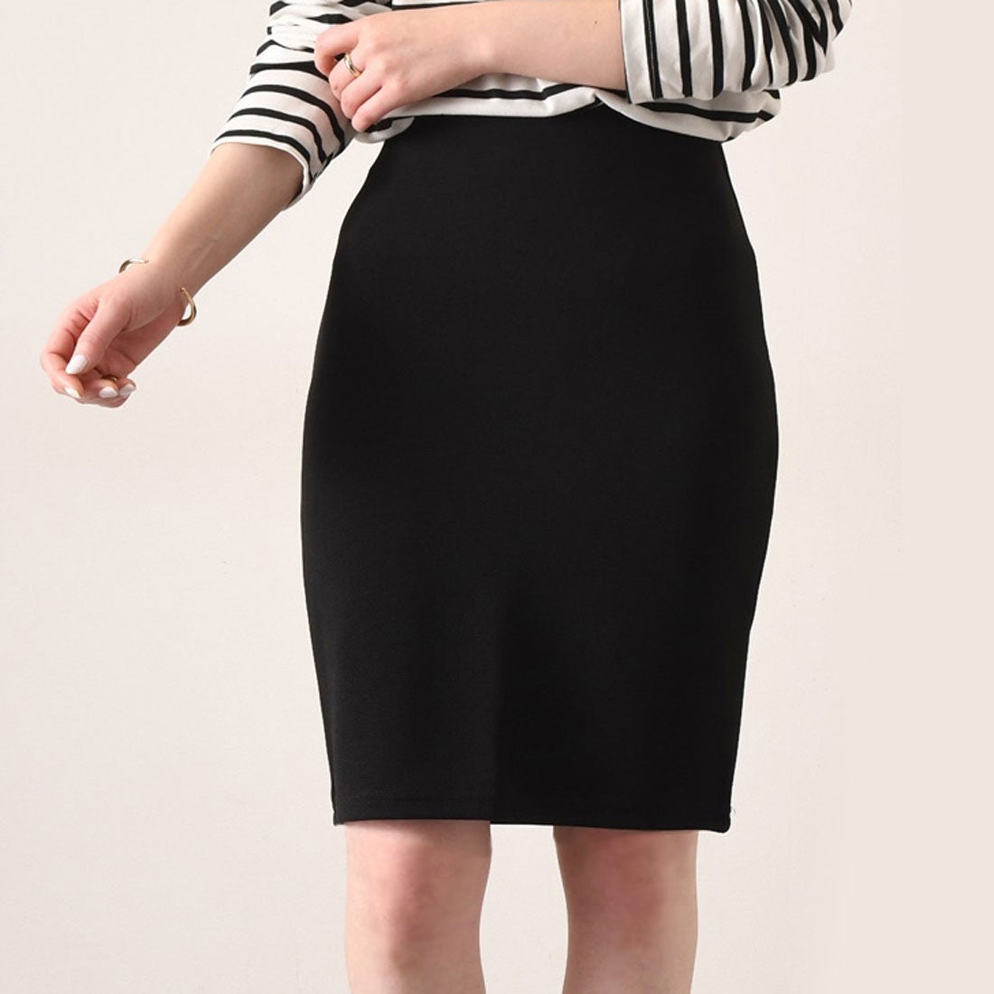 リアルスタイル REAL STYLE タイトスカート 膝丈 レディース 春 黒