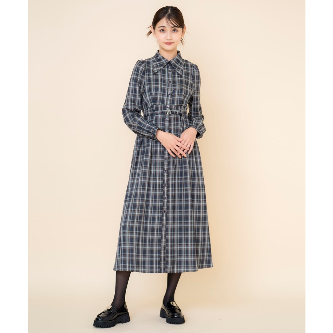 レディアゼル REDYAZEL チェックシャツワンピース （ブルー