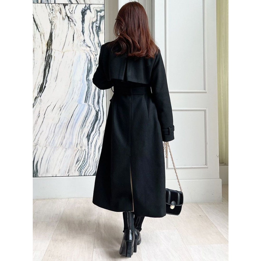 RESEXXY ビッグカラーロングコート（ブラック） -靴＆ファッション通販