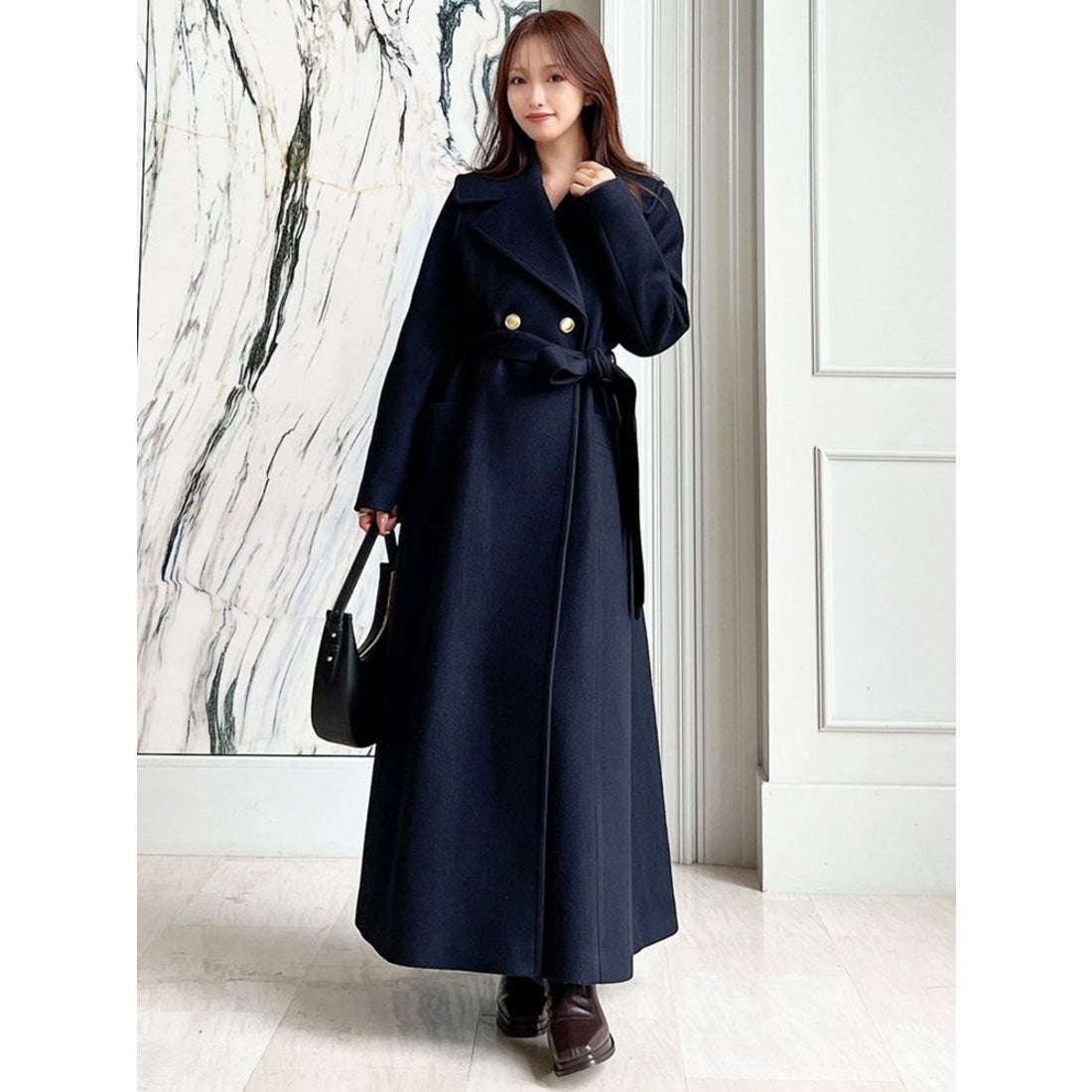 RESEXXY コクーンスリーブフレアコート（ネイビー） -ファッション通販