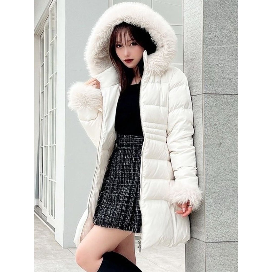 リゼクシー RESEXXY フード付ダウンコート （ホワイト） -ファッション