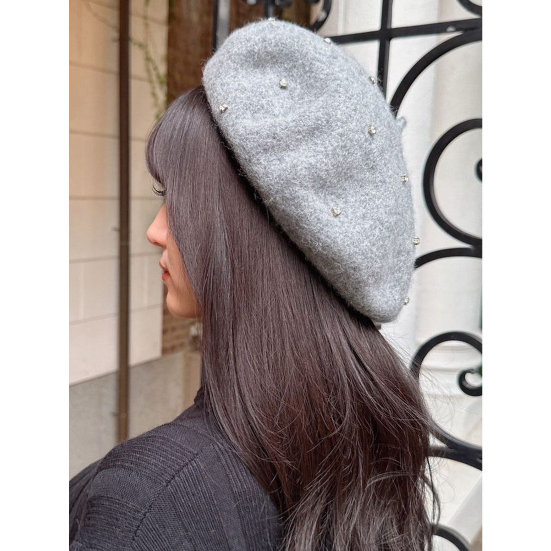 リゼクシー RESEXXY ビジューポイントベレー帽 （グレー） -靴