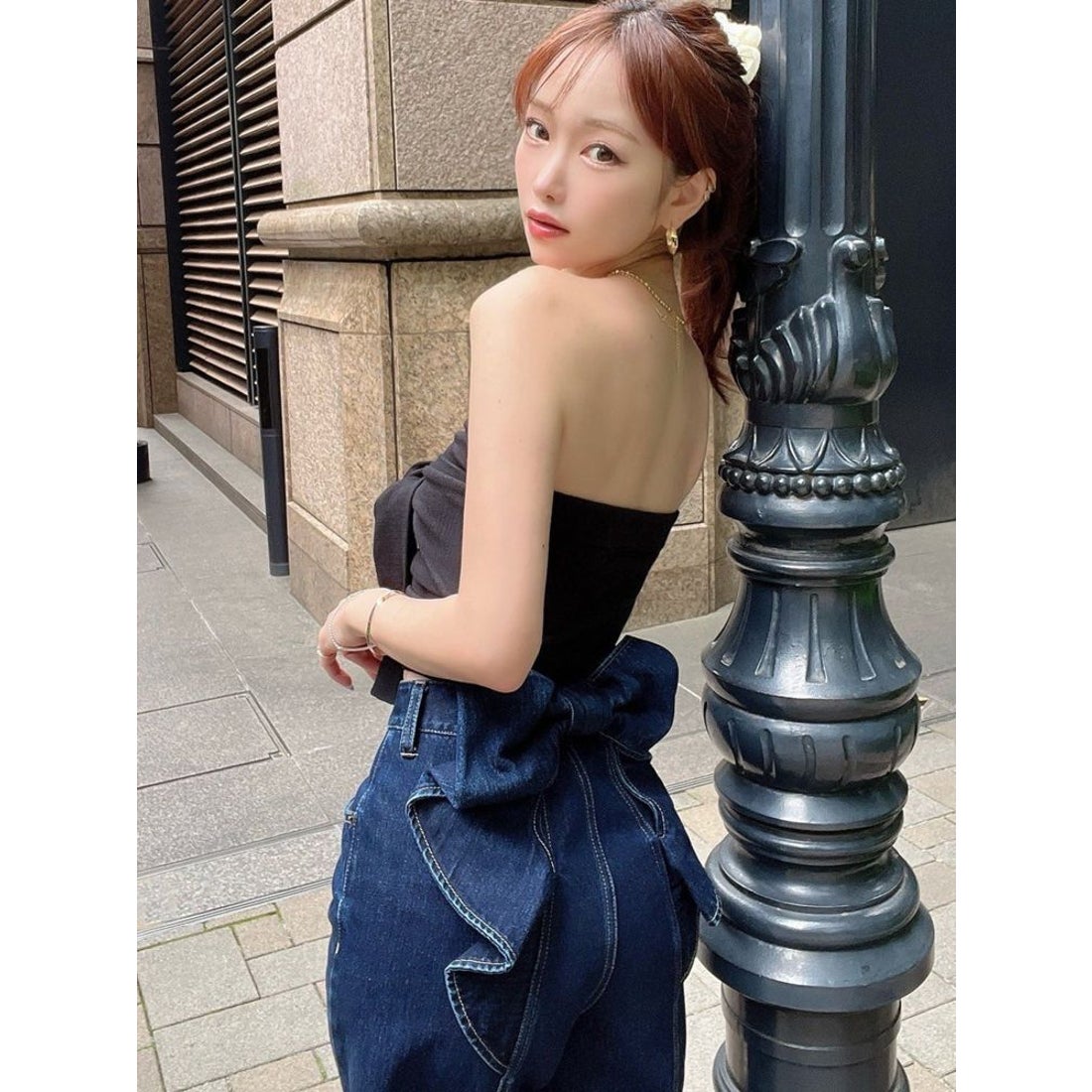 リゼクシー RESEXXY バックリボンデニムパンツ （インディゴ