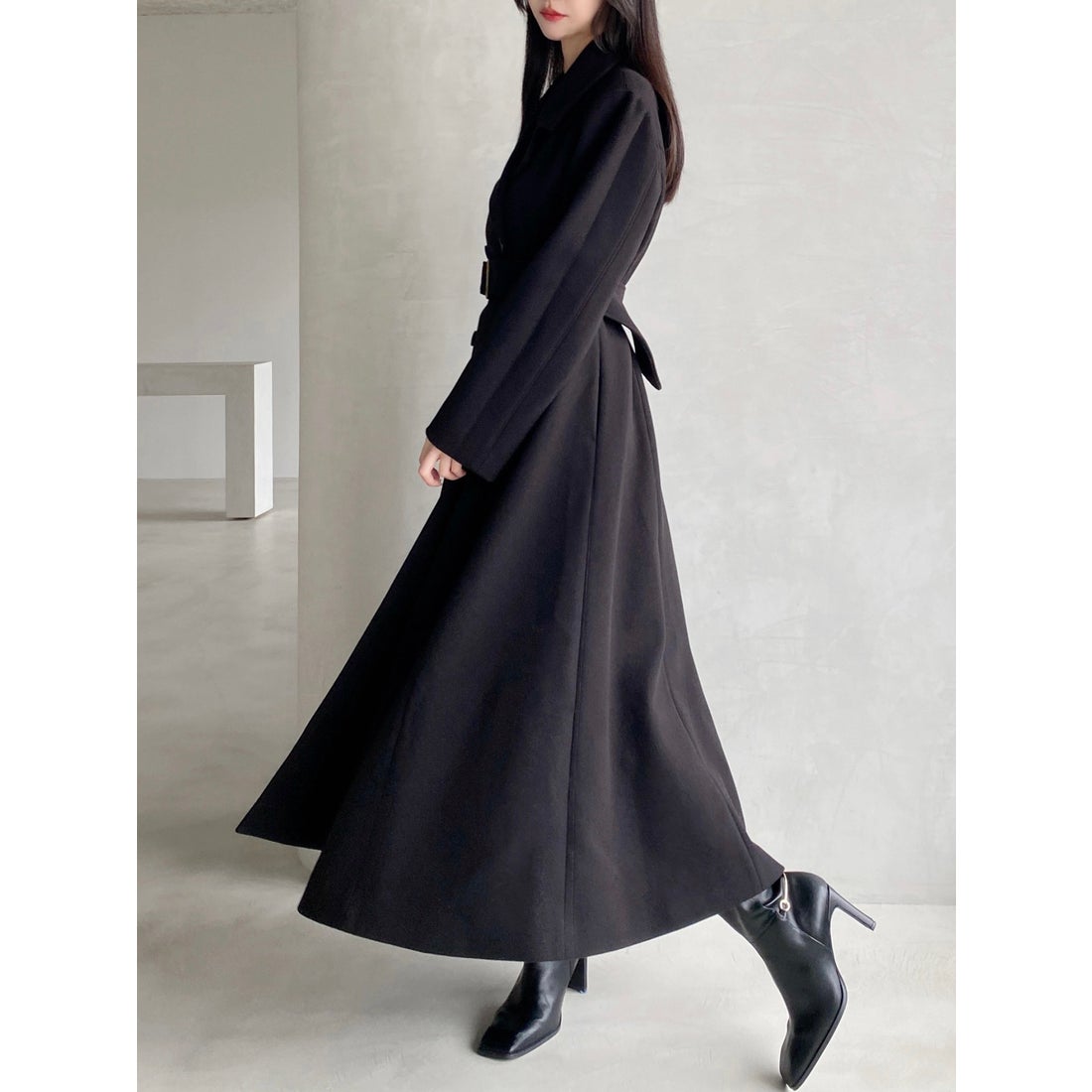 リゼクシー RESEXXY フレアデザインロングコート （BLK