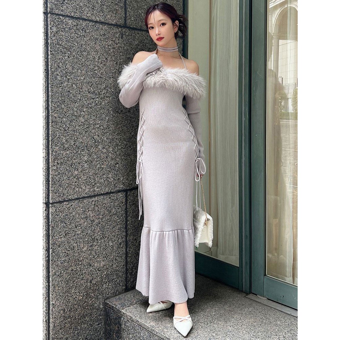 リゼクシー RESEXXY フェイクファートリムニットワンピース （LVD