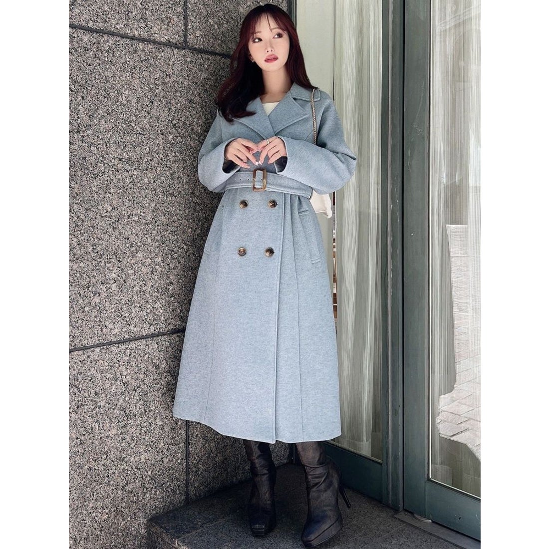 リゼクシー RESEXXY ウールライクロングコート （ブラウン