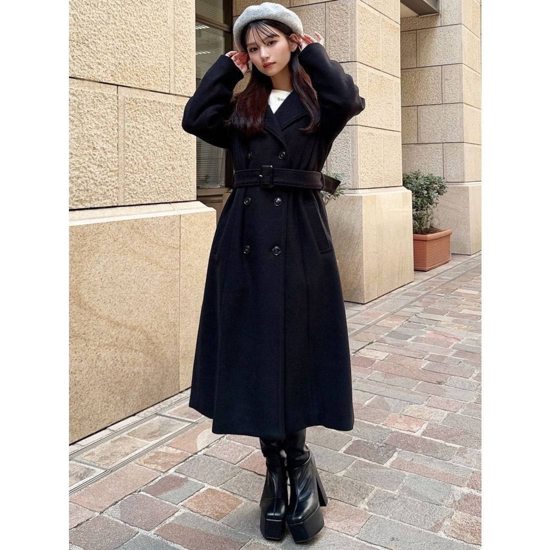 リゼクシー RESEXXY ウールライクロングコート （ブラウン