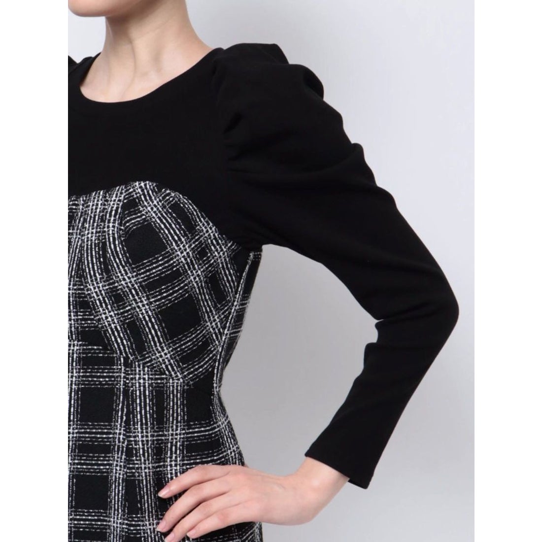 リゼクシー RESEXXY レイヤードツイードミニワンピース （ブラック