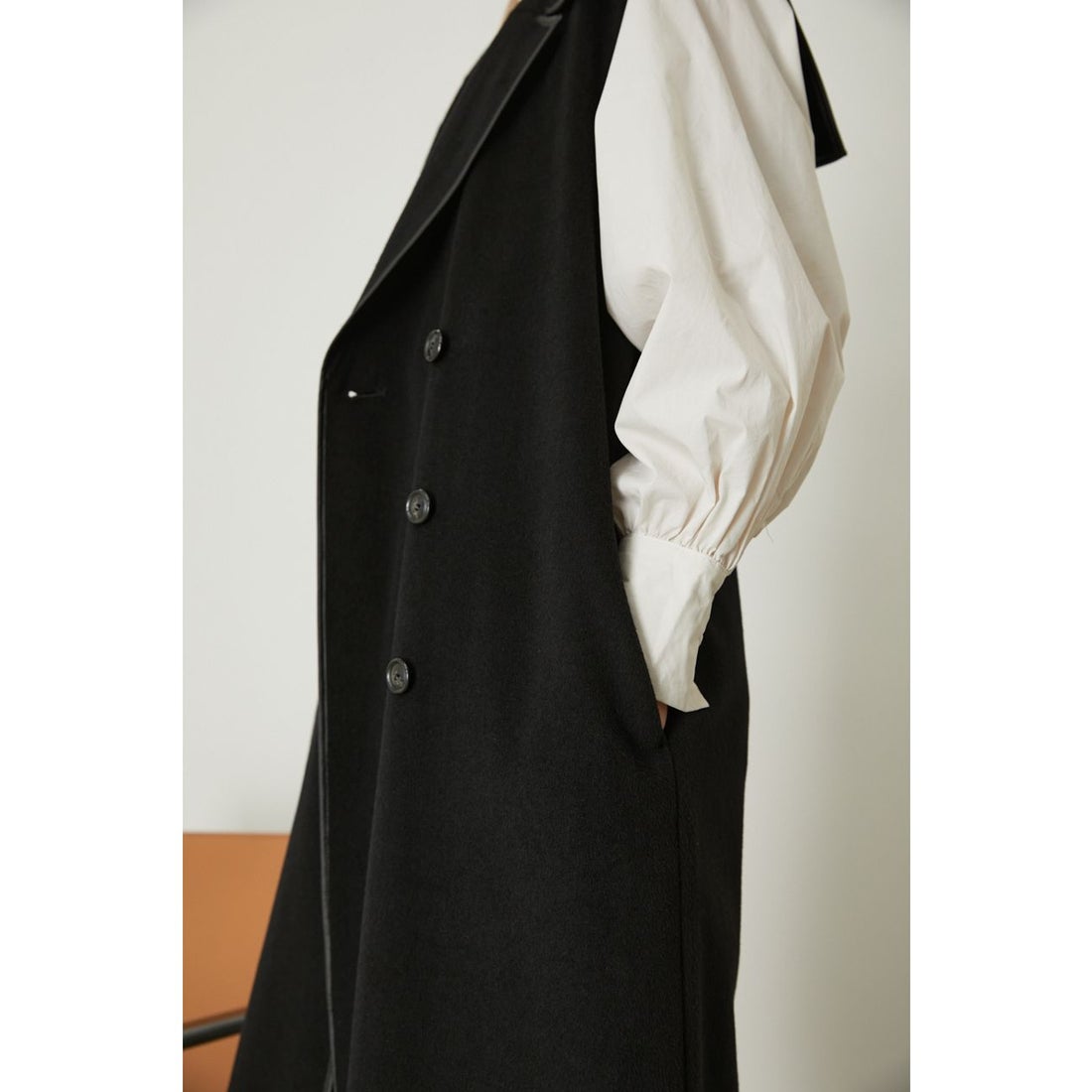 リムアーク RIM.ARK Wide collar wool vest （BLK） - ファッション