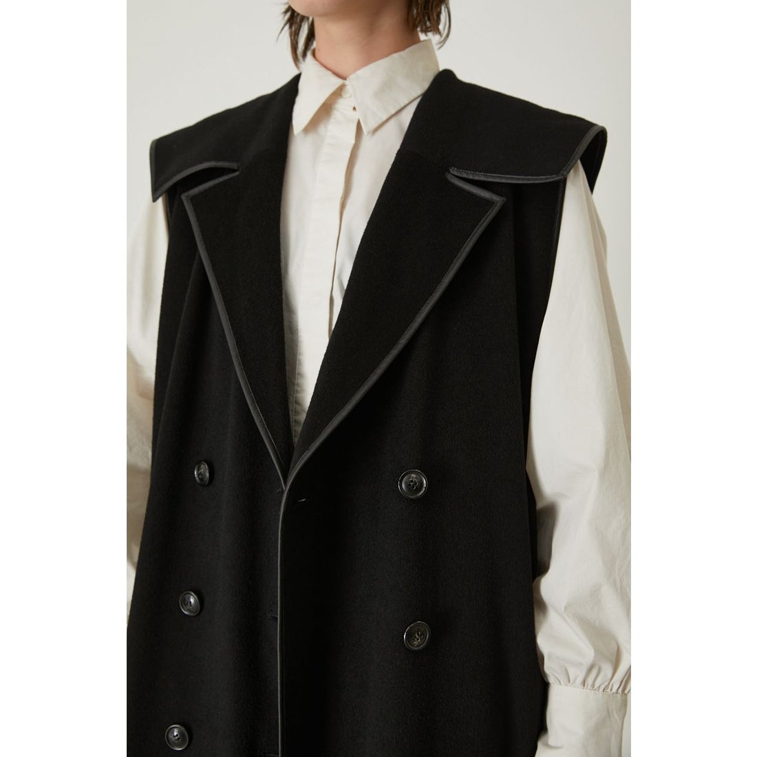 リムアーク RIM.ARK Wide collar wool vest （BLK） - ファッション