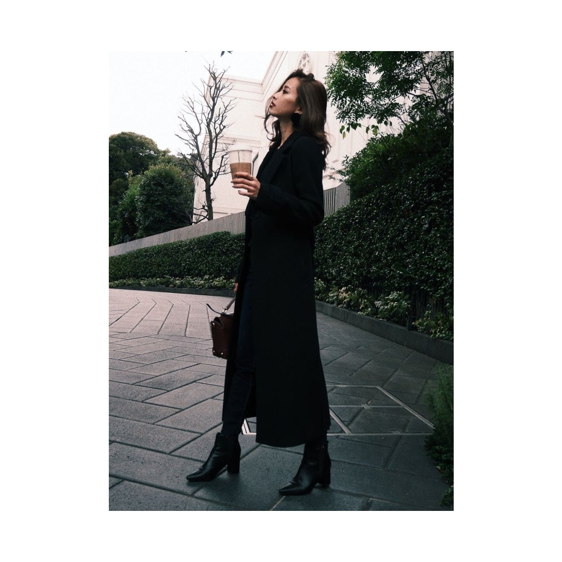 rienda プリーツコンビロングコート ブラック -ファッション通販