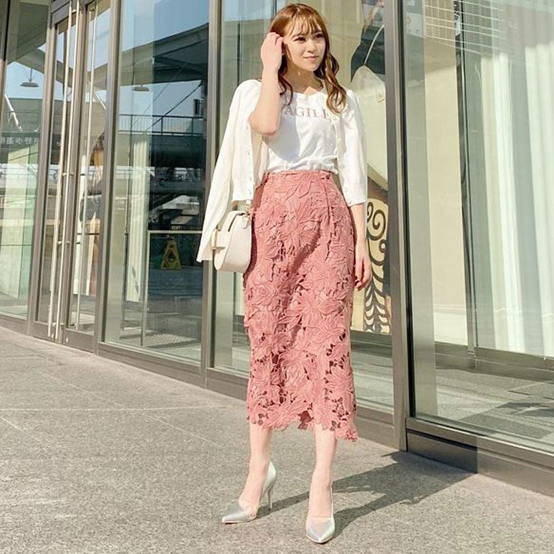 リエンダ rienda モチーフケミカルレースJ/W SK （ピンク） -靴