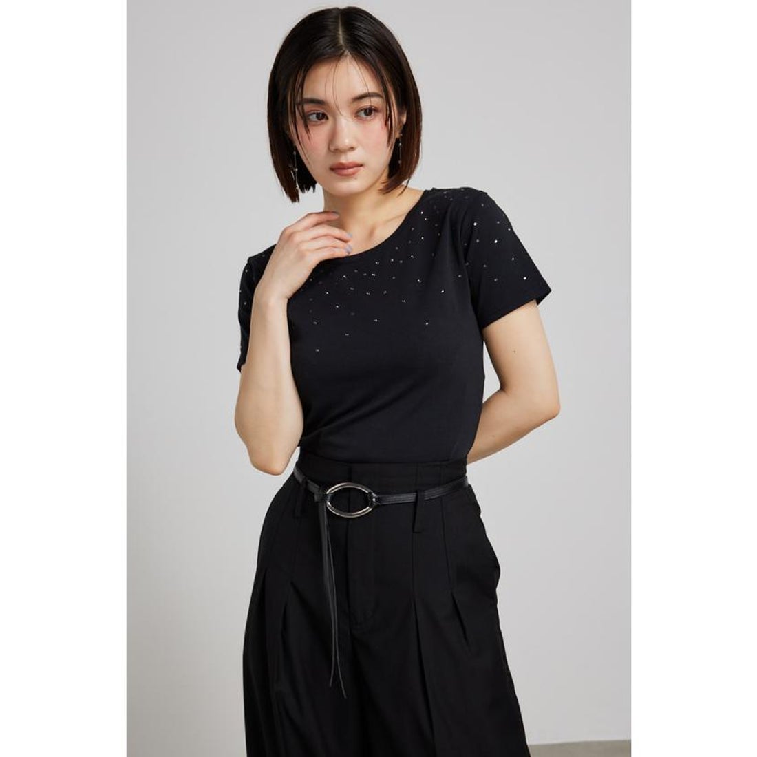 リエンダ rienda グラデーションストーンT－SH （BLK） - ファッション