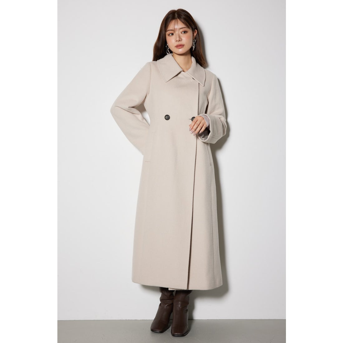 rienda スタンドカラーシェイプドチェスターコート L/BEG1 -靴