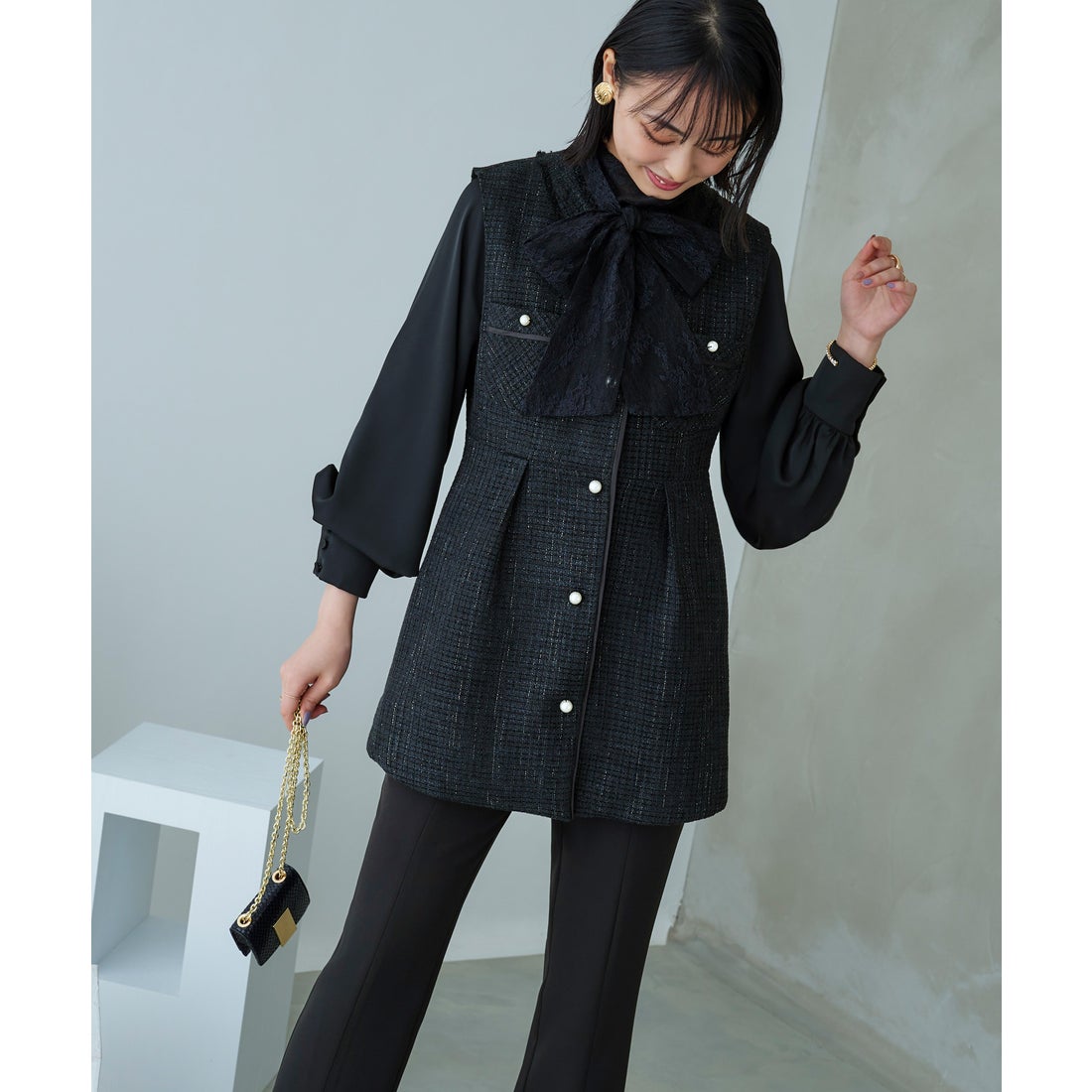 ルイルエブティック RUIRUE BOUTIQUE カラーツイードジレ＆スリム