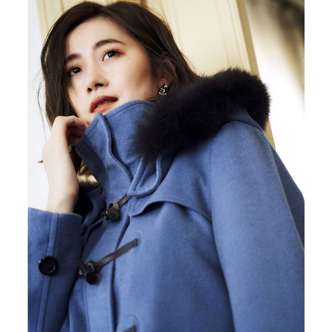 未使用 Riccimie ダッフルコート スカイブルー ウール 裏地水玉 ルイ