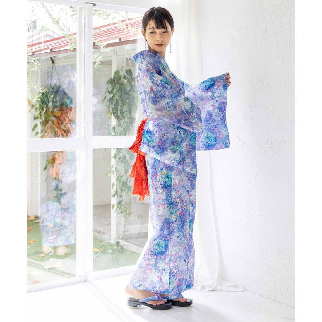 スカラー ScoLar キャラ・クラゲ・ネコ 3柄展開浴衣セット （ブルー