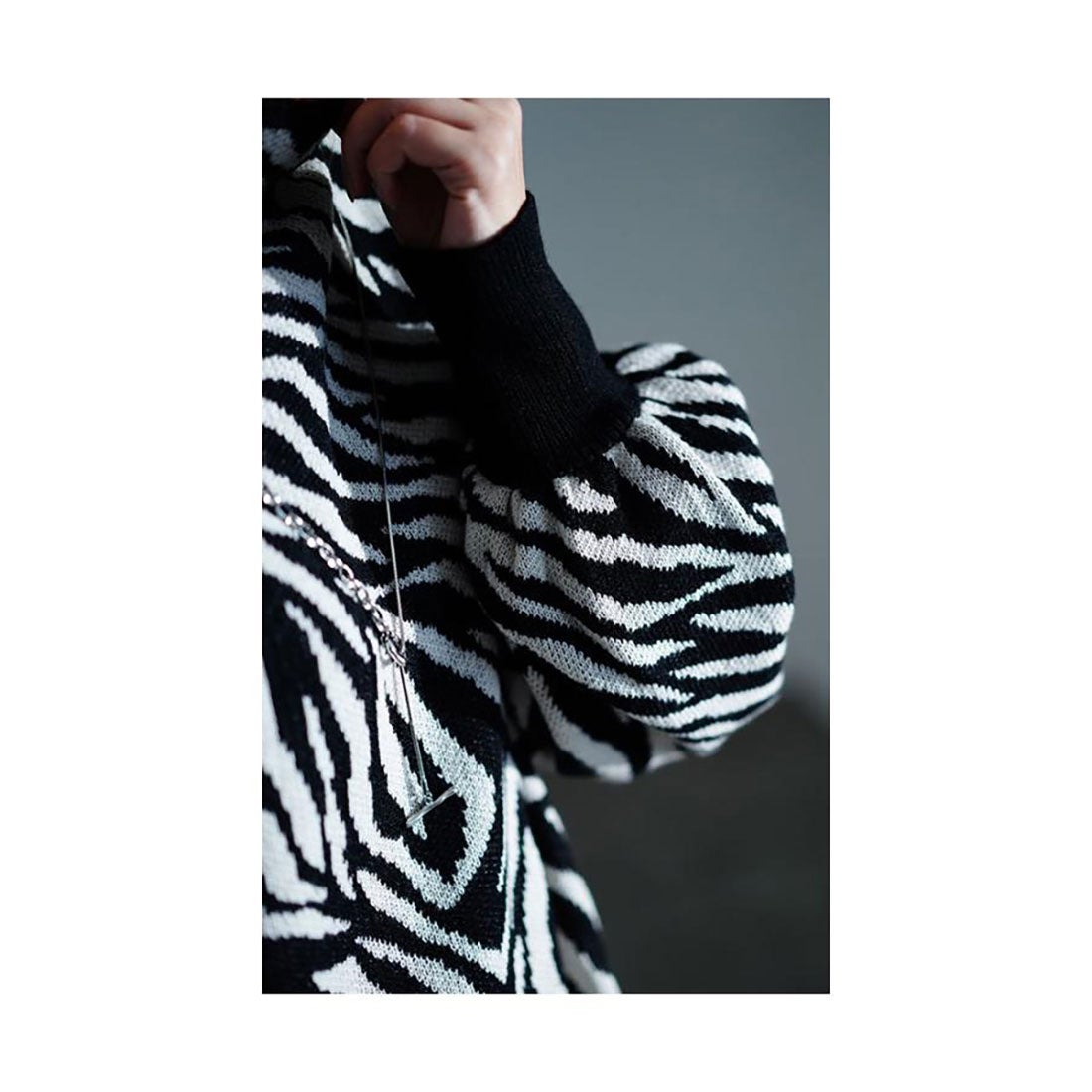 サワアラモード Sawa a la mode モノトーンで着映えるゼブラ柄ニット