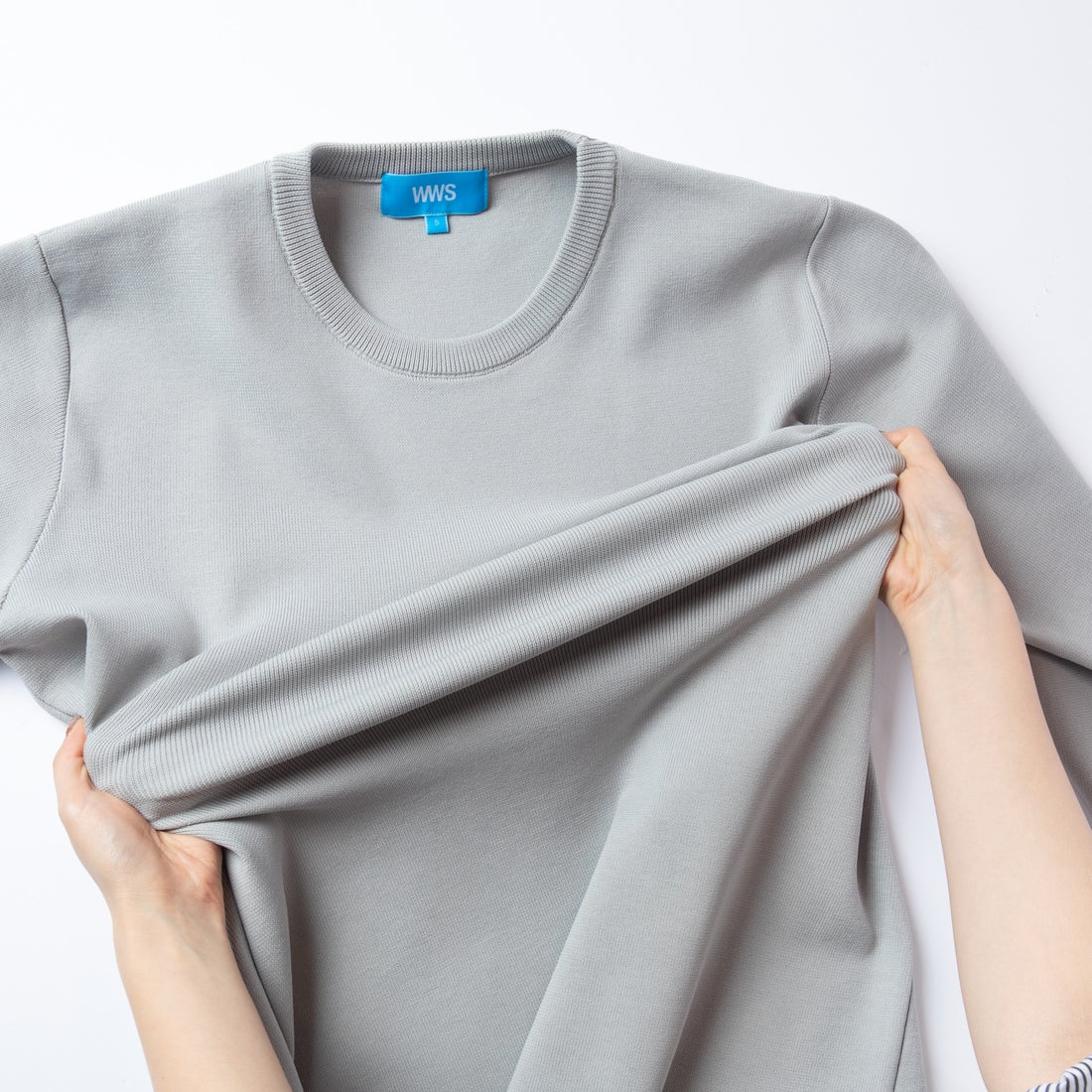 洗えるストレッチニット・Vネック （ライトグレー） -WWSワークウェア