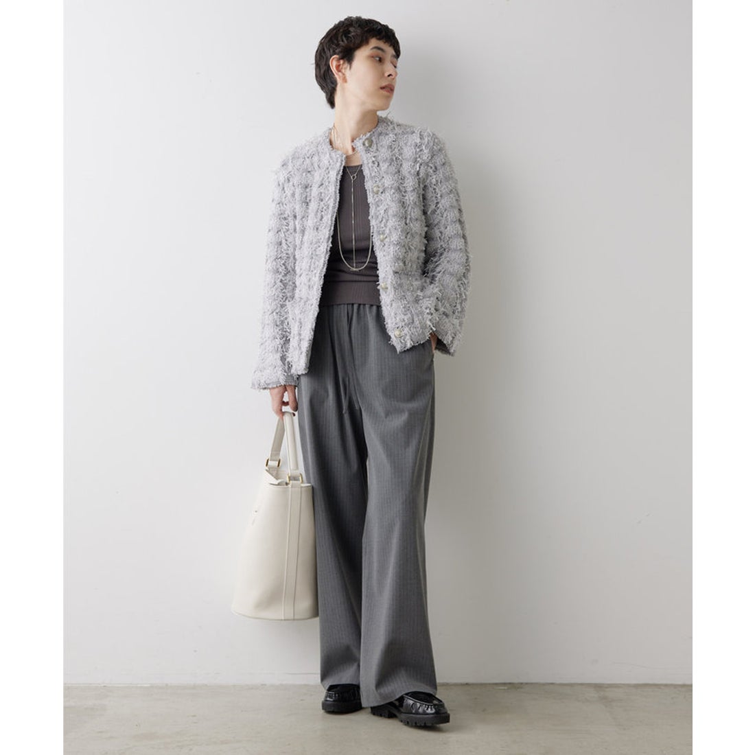 ウィムガゼット Whim Gazette ツィードカーディガン （black