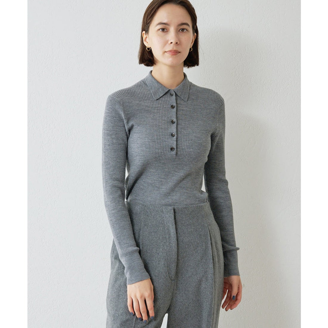 ウィムガゼット Whim Gazette ポロカラーセーター （gray