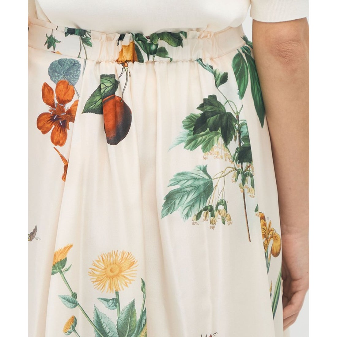 キャバン CABaN CABaN シルク Green Showerプリント フレアスカート