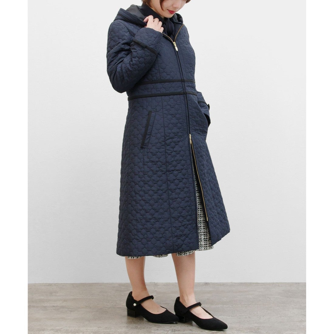 TOCCA LAURA キルティングロングコート （ネイビー系） -ファッション