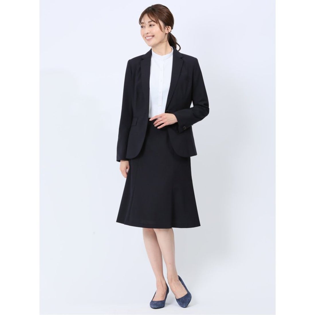 m.f.editorial ウール混シャドーチェック フレアースカート