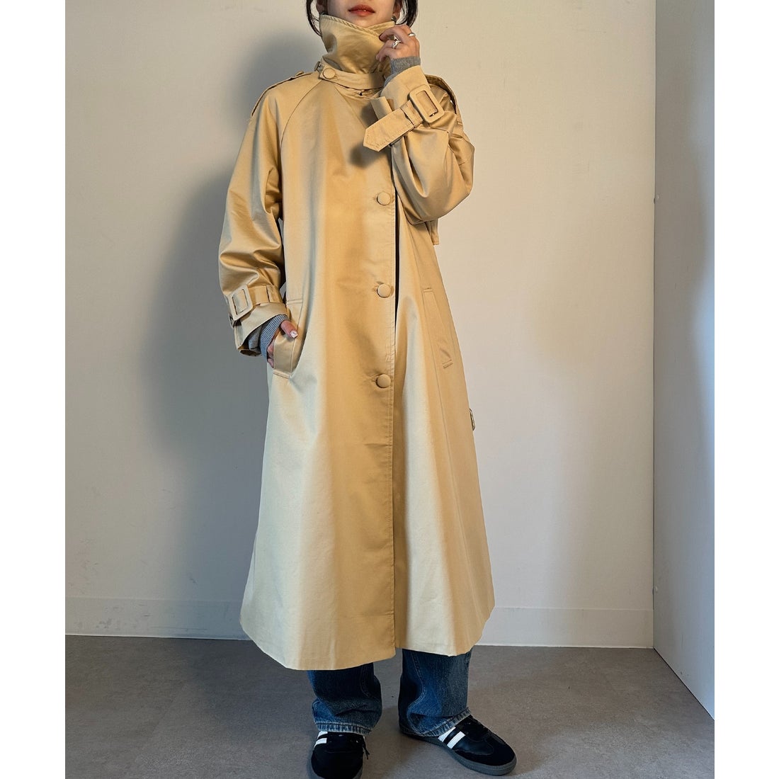 MAISON BREEZE 【SETUP7】くるみボタン ベルテッドトレンチコート