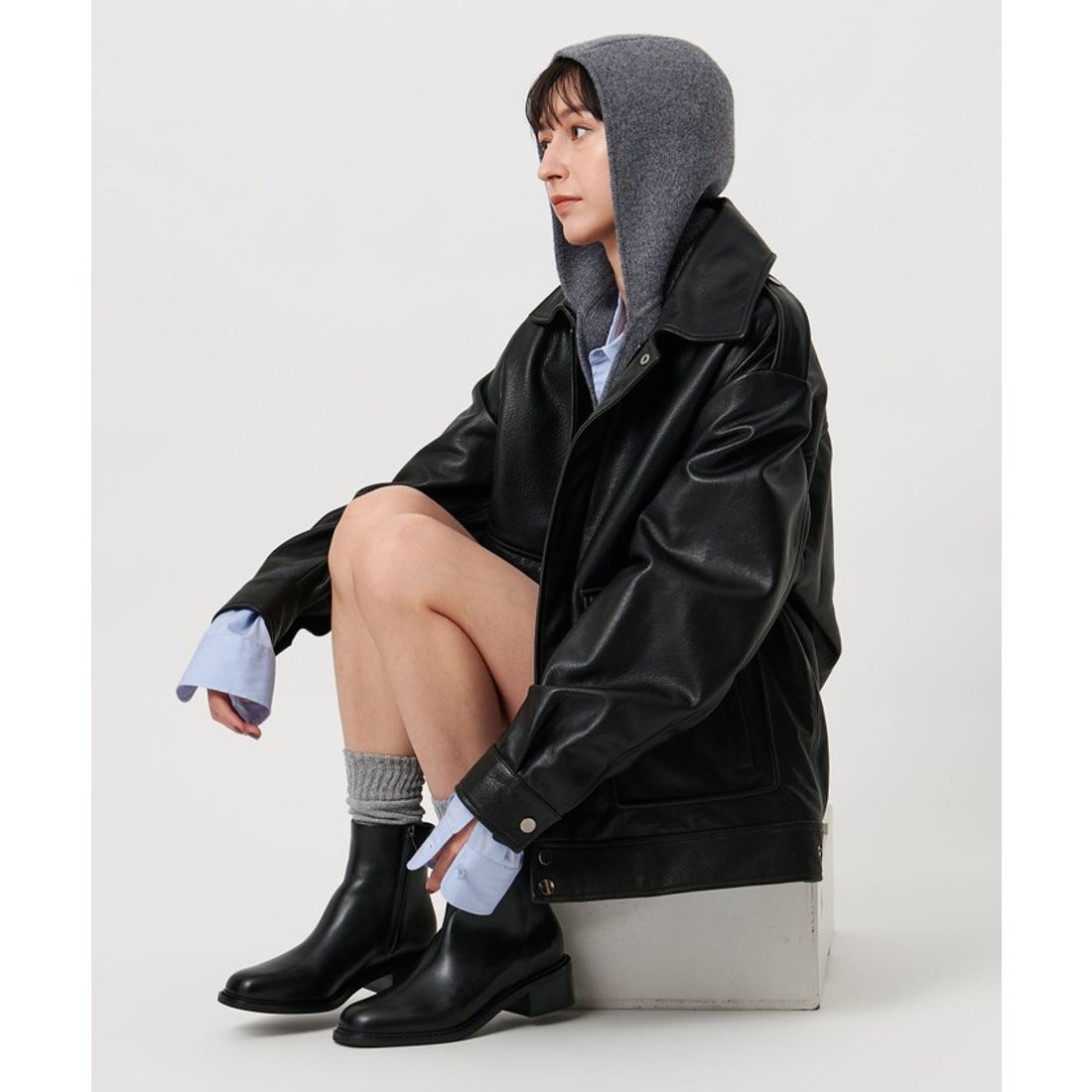 UNITED ARROWS ニット フードストール （LT.GRAY） - ファッション通販
