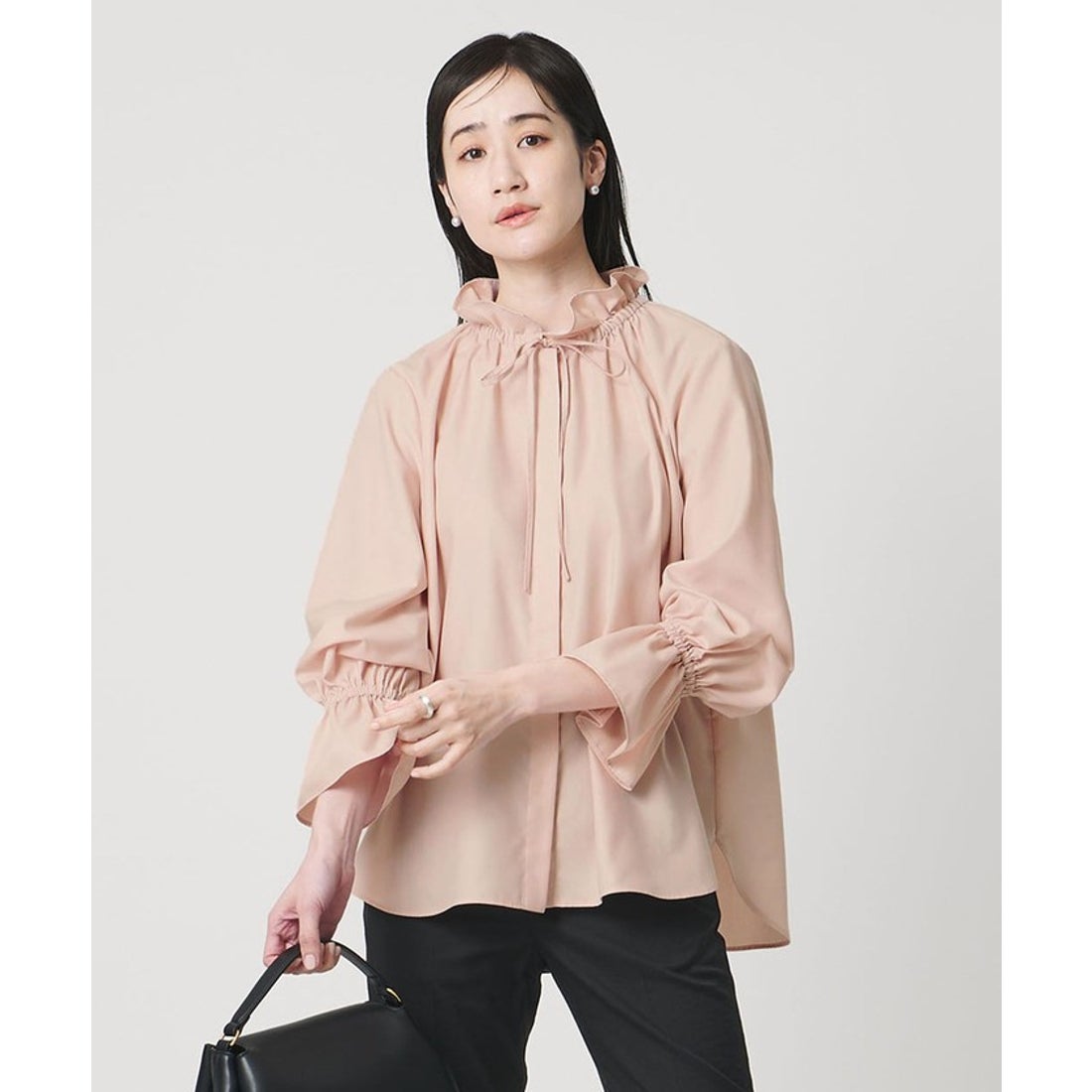 UNITED ARROWS フリルカラー フレアスリーブ ブラウス （OFF WHITE