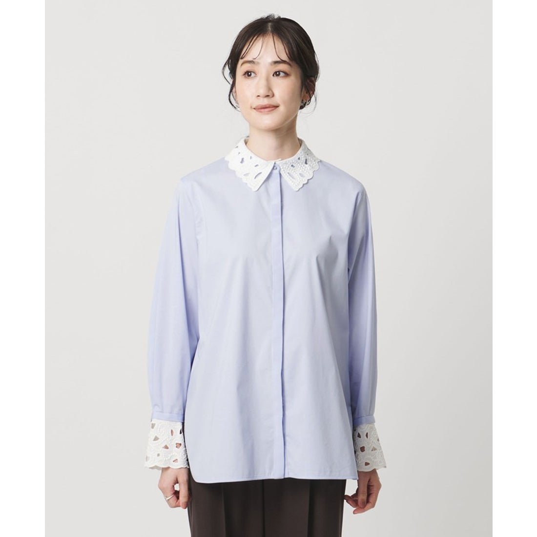 UNITED ARROWS エンブロイダリー カラー シャツ ‐ウォッシャブル