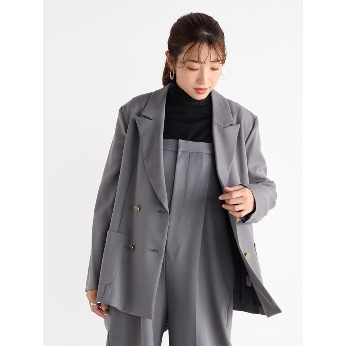 ヴァン Vin ダブルブレストテーラードジャケット （アッシュグレー